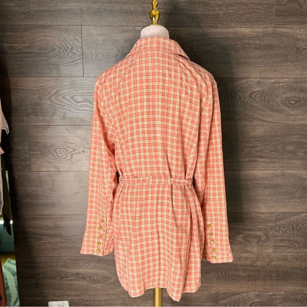 FREE PEOPLE Pink/Rose Olivia Gingham Lightweight Blazer/Trench, Medium. NWT - Picture 6 of 14